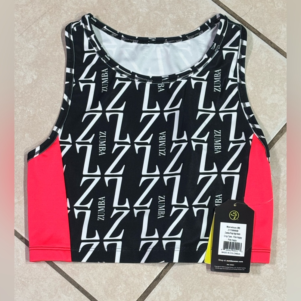 Zumba Fitness Black and Pink Crop Top - Picture 2 of 2